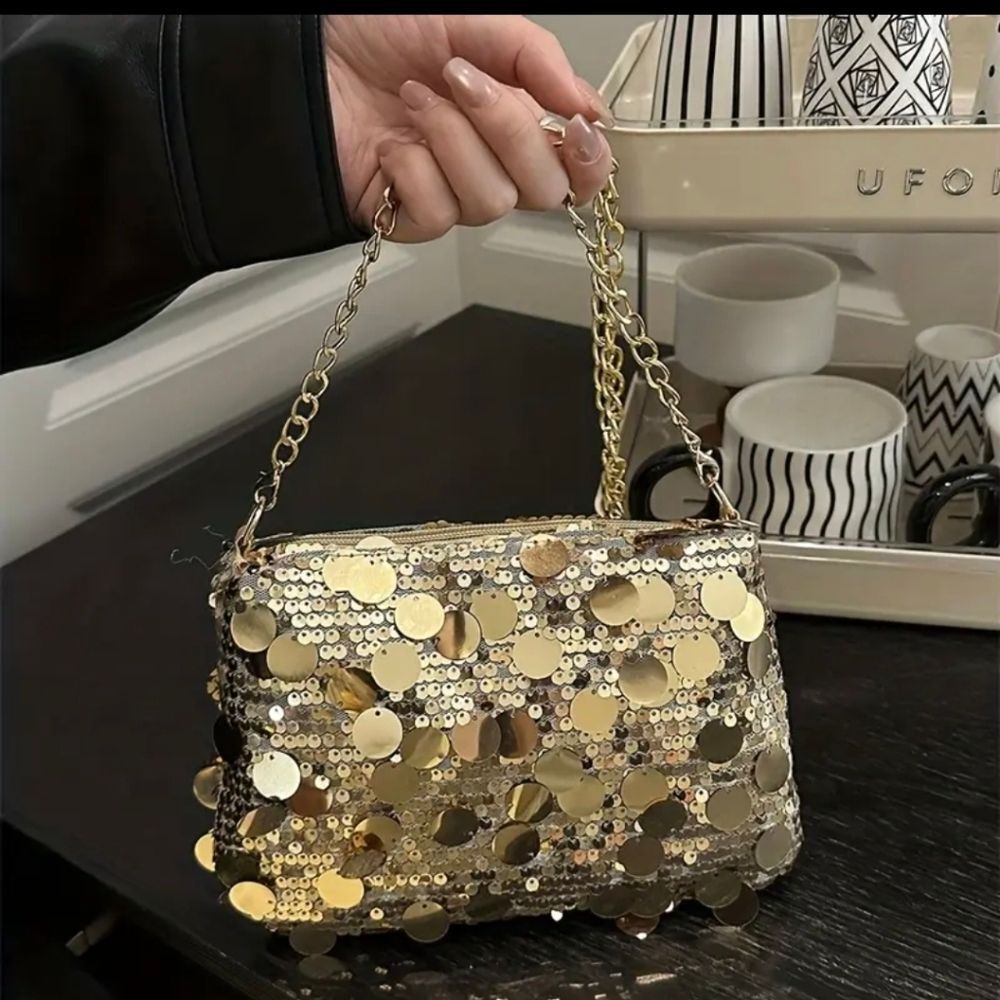 Gold Sequins Shoulder Bag